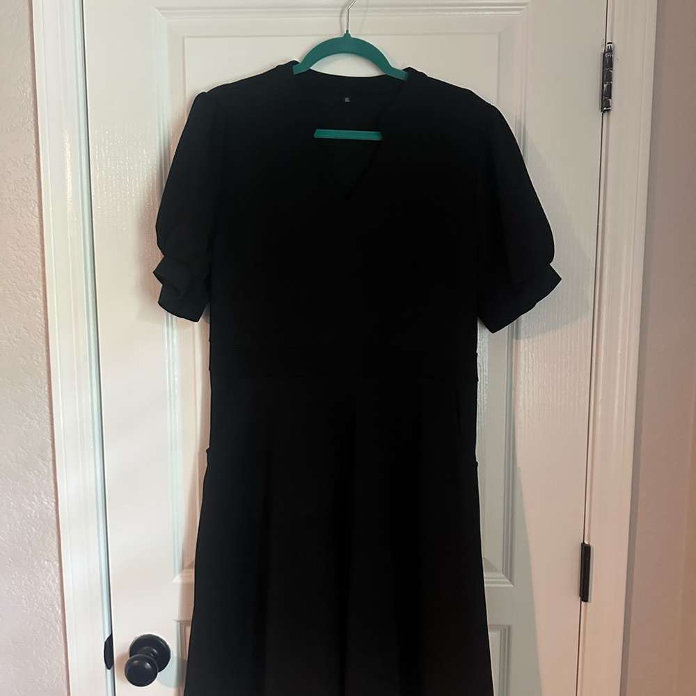 Classic Black V-Neck Women’s Dress
